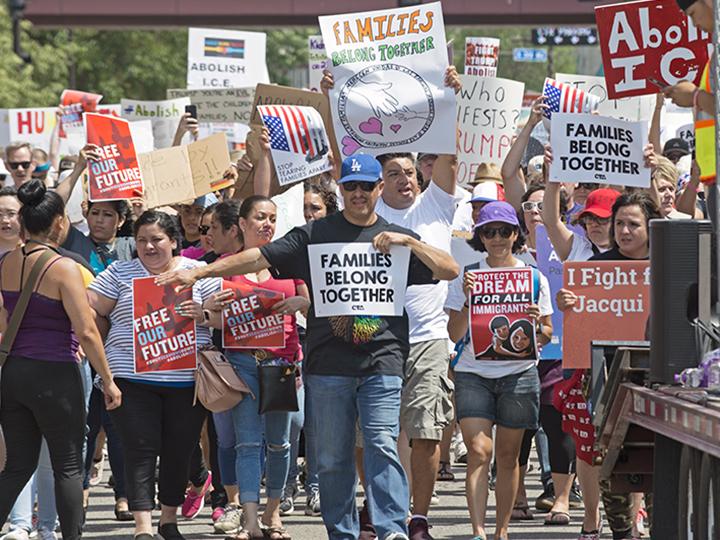 Protesters take to the streets of Minneapolis against Trump's attacks on immigrants