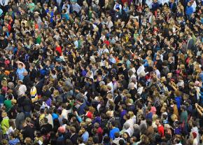 A crowd gathered to hear Barack Obama