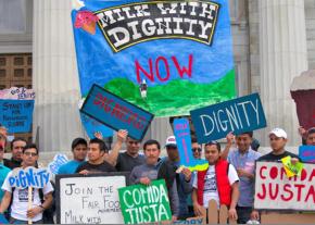 On the march for Milk with Dignity in Vermont