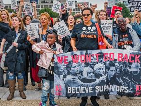 Protesters build solidarity with Christine Blasey Ford outside Capitol Hill