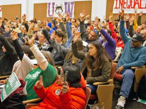 University of Washington workers rally in support of a planned strike